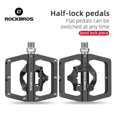 China Anti-skid Lock Bicycle Pedal Mtb Bike Aluminum Alloy Sealed Bearing Half Lock Bike Pedals for sale