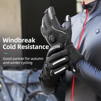 China Unisex Adjustable Winter Gloves Touch Screen Reflective Motorcycle Warm Outdoor Cycling Gloves Waterproof for sale