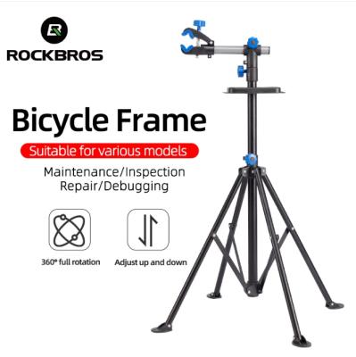 China Quickly Install ROCKBROS Telescopic Arm Bicycle Work Step Ladder Steel Foldable Mountain Bike Repair Stand for sale