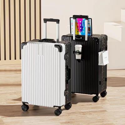 China Travel smart light weight suitcases mini  wholesale suitcase with cup holder usb charging for sale