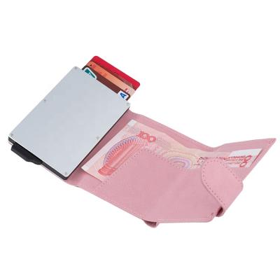 China Fashion Leather PU RFID Blocking Multi Card Case Credit Card Holder Bifold Wallet With Metal Money Clip for sale