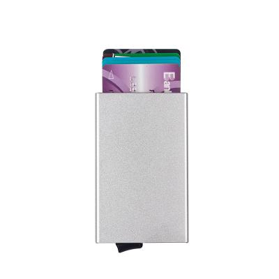 China Popular Slim Credit Card RFID Wallet Pop Up Minimalist Card Holder ID Card Holder Metal Cash Holder for sale