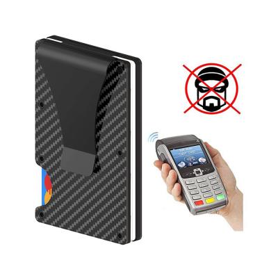 China Hot Selling Fashoion Amazon RFID Blocking Carbon Fiber Aluminum Credit Card Holder Money Clip For Men for sale