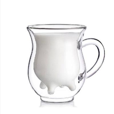 China Heat Resistant Double Wall Coffee Cup Milk Cup High Borosilicate Glass Disposable Mug for sale