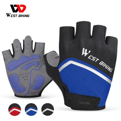 China Motorcycle MTB Road Bike Gloves Half Finger Breathable Cycling Gloves Anti Slip Protection WESTERN Cycling Sports Bike Riding Gloves for sale