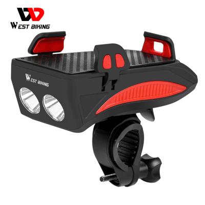 China Fixed Gear Bicycle/MTB/WEST Road Bike CYCLING 4 in1 400 Lumen T6 Lamp Rechargeable Bicycle Headlight Electric Horn MTB Bicycle Power Bank Phone Holder Bell Light for sale