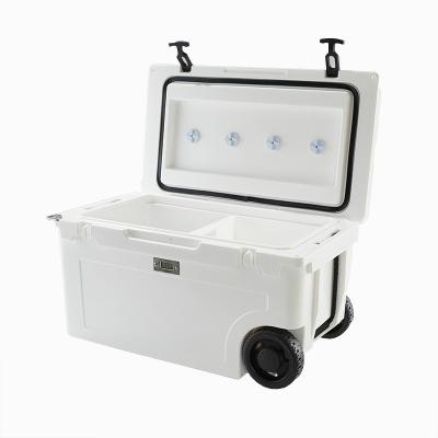 China EVEREST LC-55QTB 73*42*41cm IP44 LLDPE+PU Waterproof Ice Cooler Box With Wheels for sale