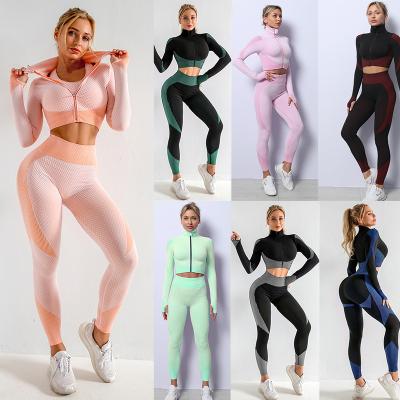 China Breathable Active Wear Sets For Women Gym Wear Tracksuits Seamless Workout Clothes Jogging Equipment Yoga Track Legging for sale