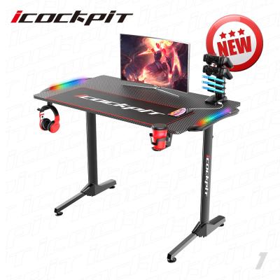 China Professional Gaming Light Desk L (Other) New Saitu Adjustable Design Shape Computer Physical Channels Table Escritorio Gamer RGB Gaming Desk With Free Mouse Pad for sale