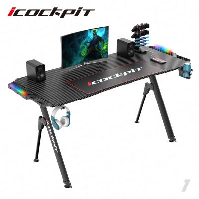 China Expandable Modern Custom Computer Desk Multi Colors RGB Icockpit PC Game Tables PC Game Tables Multi Lightweight Gaming Desk for sale