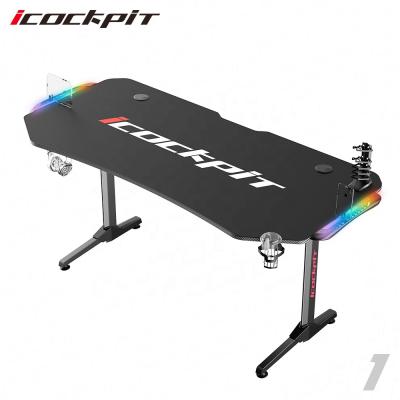 China (Others) 2020 Adjustable Modern Computer Gaming Desk Gaming Table PC Desk With RGB Light Gaming Desk For Gamer for sale