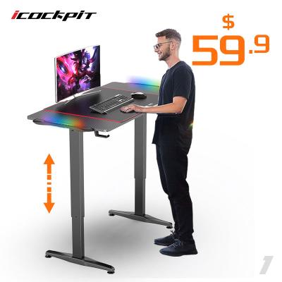 China New Model (Size) Icockpit LED RGB Light Factory Direct Smart Lifting Home Office Furniture Position Desk Computer Desks for sale