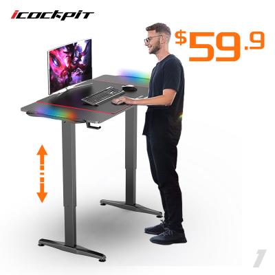 China Gamer Adjustable Factory Custom Computer (Height) RGB Led Gaming Desk Study Table Computer Desk Sit Stand Desk Office Furniture for sale