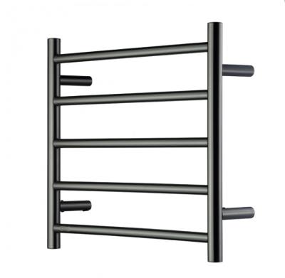 China Heated Heater 5 Round Bars Towel Rack in Matte Black for sale