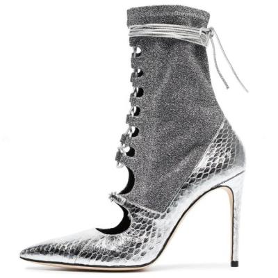 China Pointed Toe Anti-slippery Fashion Knit Women's Sexy Ladies High Heel Stiletto Boots for sale