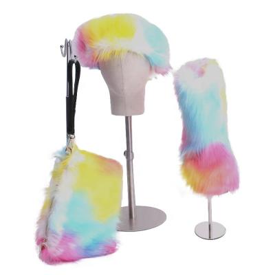 China New Fashion Women Winter Fur Set High Quality Fur Bag And Boots Anti-slippery for sale