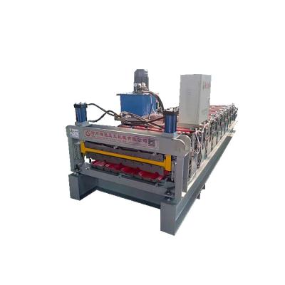 China Building Material Shops Double Panel Rolling Mill Corrugated Iron Roofing Panel Making Machine for sale