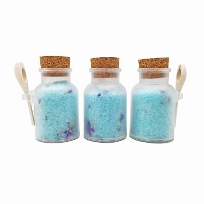 China Custom Private Label Body Scented Ocean With Flower Petals Dry Bath Salt In Fun Bottle Customized Fizzy Bath Bombs Colorful Adults for sale