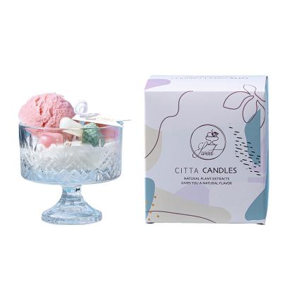 China Ice Scented Shaped OEM Natural Flavor Handmade Scented Candle In Glasses For Girls for sale