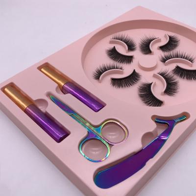 China Private Packing Synthetic Hair Five Pairs Lash Buckle High Quality Magnet Lash Invisible Magnetic False Eyelashes Set for sale