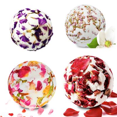 China Wholesale Natural Pink Flower Body Bath Bombs Private Label Factory Silver Fizzy Bombs For Women for sale