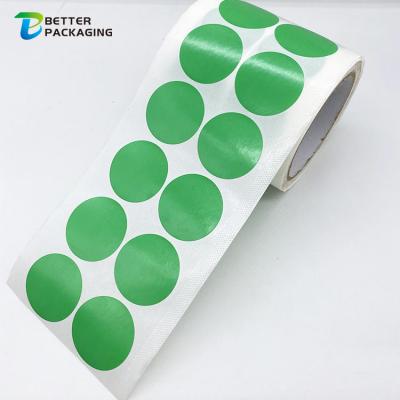 China Customized Material Paper Roll High Quality Waterproof Logo Stickers Vinyl Green Sticker Circle Dot Full Color Printing Label Eco for sale