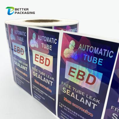 China Custom Printing Die Cut Glossy Waterproof 3D Holographic Labels Hologram Stickers Logo Color Changing Reflective Rainbow for sale