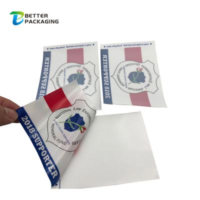 China Adhesive Printing Transparent Clear Static Free Heat Resistant Waterproof Label Sticker Cling Stickers for sale