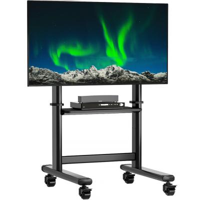 China Luxury Solid Home Mobile TV Cart Floor Stand with Tray VESA Bracket Mount for 55