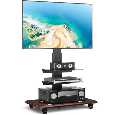 China (Height) Adjustable Rolling Floor TV Stand with Swivel Mount for TV Cart, 40-75 Heavy Duty Portable Mobile 3-Shelf with Wheels for Home and Office for sale