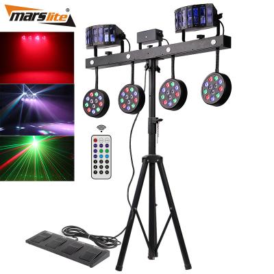 Китай Wedding USA Warehouse Portable DJ Lights Disco DJ Equipment Laser+Par light+strobe+derby 4in1 Led Party Stage Lighting продается