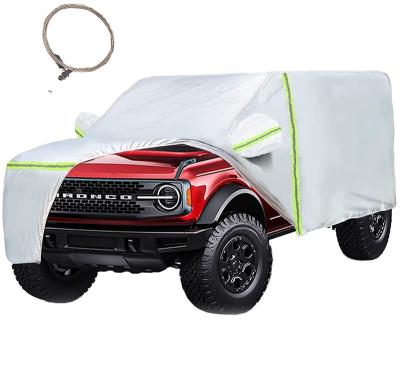 China Simple color without pattern car outer cover, waterproof, UV and windproof with reflective mark, suitable for SUV car cover for sale