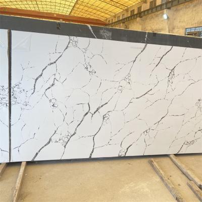 China Modern Mirror Black Calacatta Vein Pattern Black Quartz Stone For Kitchen Countertop Absolute Black Quartz Stone for sale