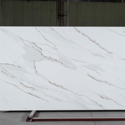 China Pure White White Quartz Calacatta Stone Galaxy Quartz Stone 3200x1600mm Large Modern Slab Wholesale for sale