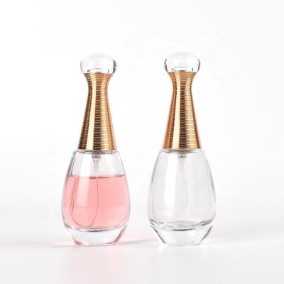 China Perfume Ru Star Unique Design Water Drop Shape Empty 30ml Glass Perfume Bottle With  Pump Sprayer for sale