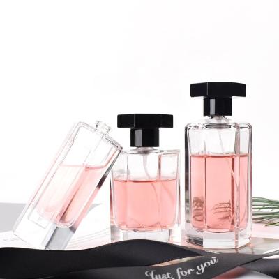 China Cosmetic Ru Star Luxury Elegant Hexagon Shape 50ml 100ml Empty Glass Pump Sprayer Bottle For Perfume Liquid Packaging for sale