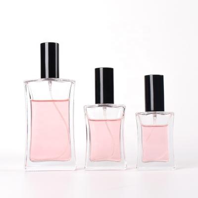 China Cosmetic Ru Star Fancy Selling Square Luxury 30ml 50ml 100ml Glass Perfume Bottle With Silver Aluminum Cap for sale