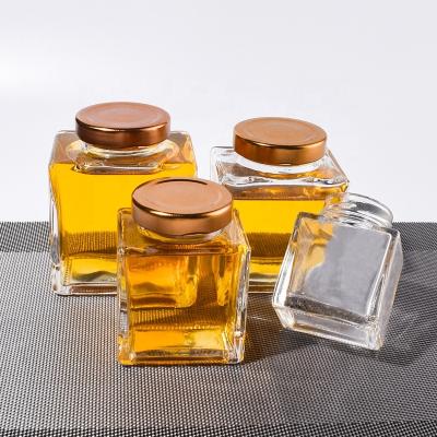 China Food Ru Star Good Price Transparent Square 100ml 180ml Storage Bottles Jars For Caviar Jam Honey for sale