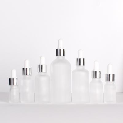 China Cosmetic Ru Star Wholesale Cosmetic Cuticle Hair Clear Frosted Essential Oil Dropper Bottle With Cap for sale