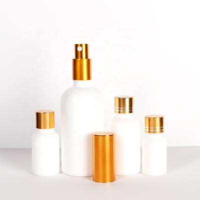 China Lurury Ru Star Personal Care White Luxury 50ml 100ml Glass Essential Oil Bottle With Gold/Silver Dropper for sale