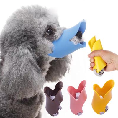 China Sustainable Hot Dogs Stop Biting Cute Pet Dog Muzzle Duck Face Lip Mouth Guard Adjustable Safety Anti-Barking Dog Mask Pet Prevent Stopper for sale