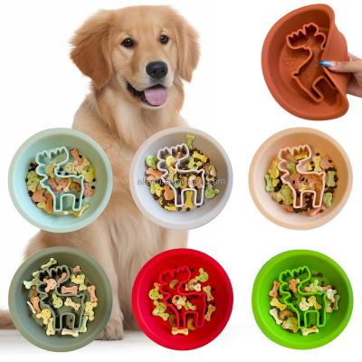 China Sustainable New Christmas 2 in 1 Lick Mat bowl for Dogs & Cats The Slowdown Bowl Silicone Slow Feeder for Puppies, Slow Eating Licking Mat for sale