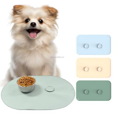 China Sustainable Dog Food Mats Floors Waterproof Silicone Pet Feeding Mat Raised Edge Dog Mat for Food and Water Prevent Spill with suction cup for sale