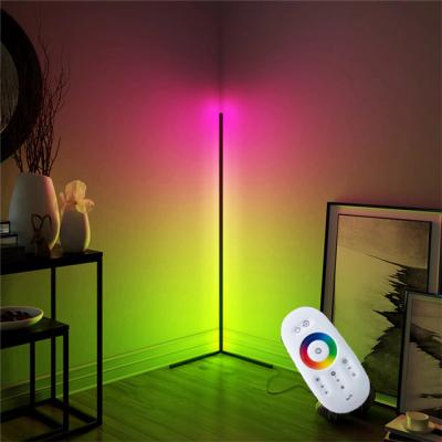 China Factory Direct Sales 24W Rainbow RGB Corner LED Remote Control Floor Lamp for Bedroom and Living Room for sale