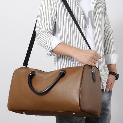 China Fashion Color Men Travel Handbags PU Leather Tote Large Capacity Weekend Bag Waterproof Duffel Bags Office Shoulder Bag For Man for sale