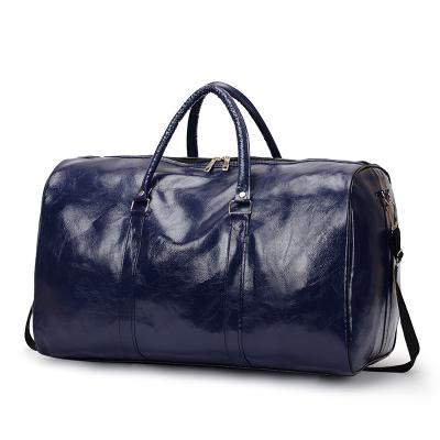 China High Quality Deep Blue Waterproof Duffel Bag High Quality Black Duffel Bag Weekender Vintage Fashion Woman PU Leather Travel Bags for sale