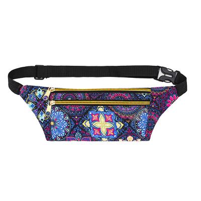 China Women Anti-theft Fanny Pack Printed Fabric Waist Packs 3 Style Waist Bag Zipper Pouch Holder Belt Bag Travel Bohemian Phone Pouch for sale