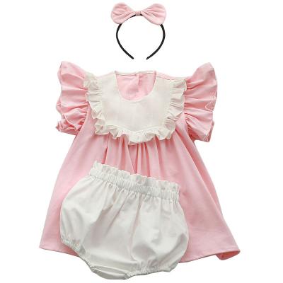 China 2023 Newest Hot Selling Summer New 100% Cotton Baby Suit Baby Skirt + Shorts Girl Dress Baby Suit Cotton Suit for sale