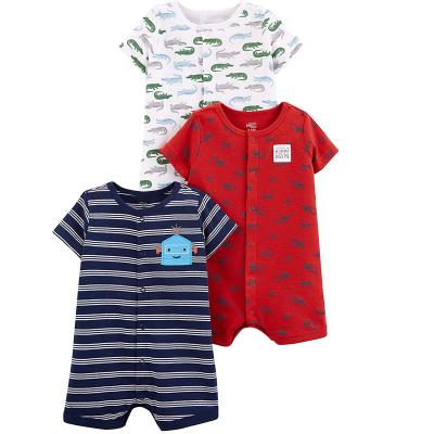 China 100% Cotton Customized Snap-Up Bamboo Rompers Unisex 100% Cotton Babies 3 Summer Newborn Toddler Jumpsuit for sale