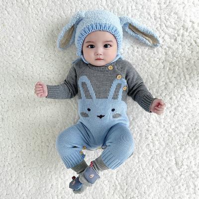 China 100% Cotton Bunny Baby Boy or Girl Organic Sweater Knit Warm Infant Bunny Sweatshirt Romper Jumpsuit for sale